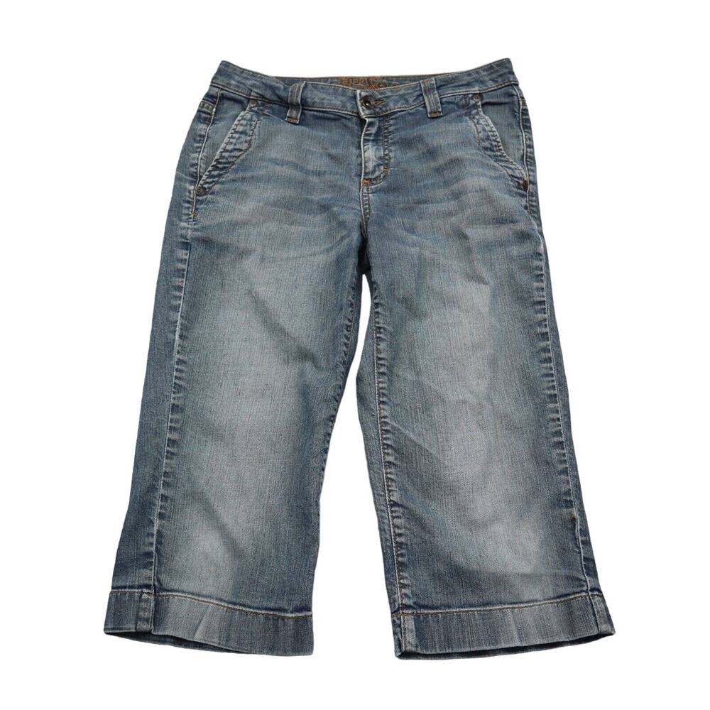 Esprit Pants Womens 6 Blue Mid Rise Flat Front Faded Capri Jeans Bottoms